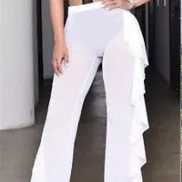 white mesh swim cover up pants